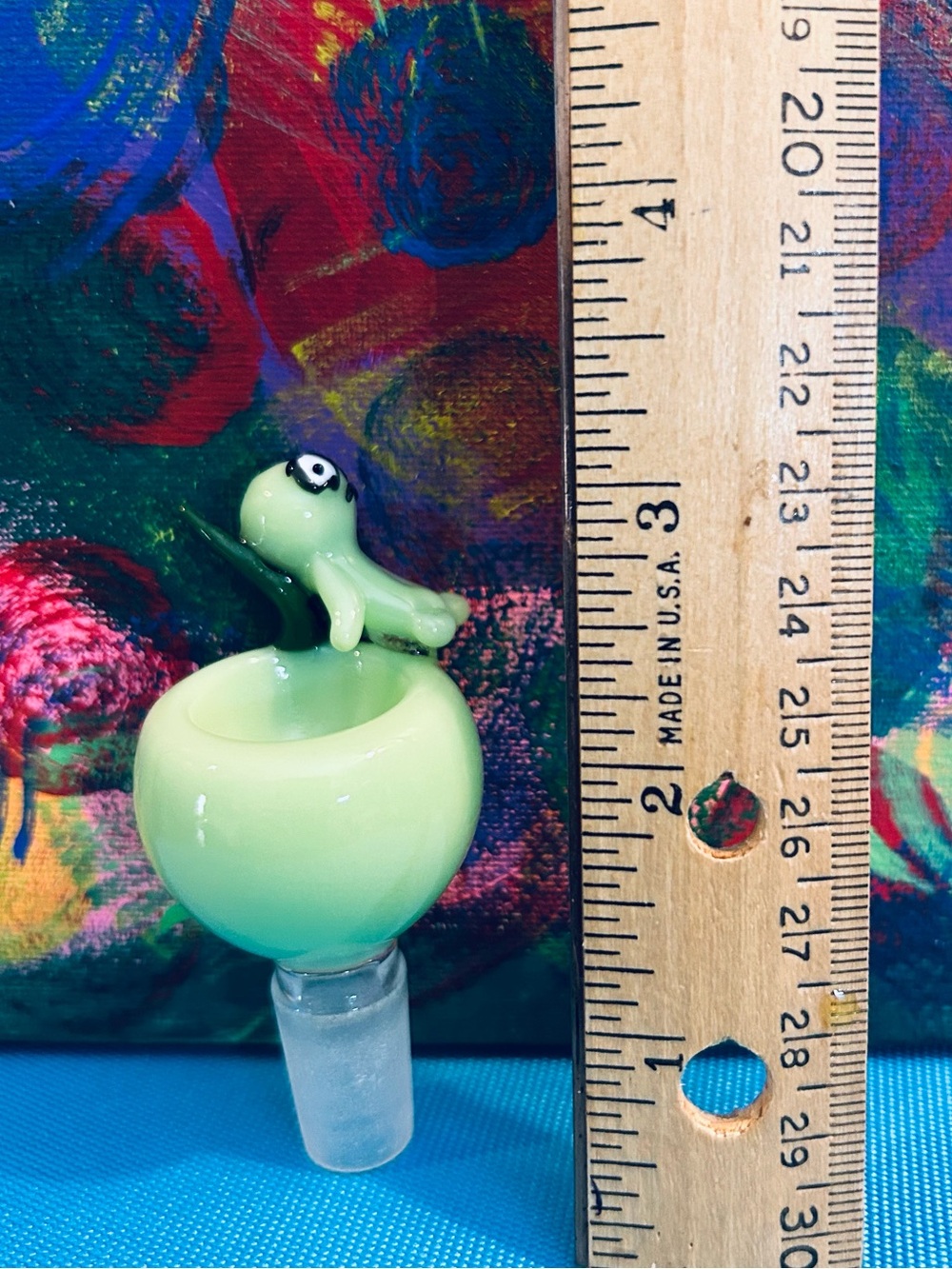 Green Bookworm Glass slide for water piece